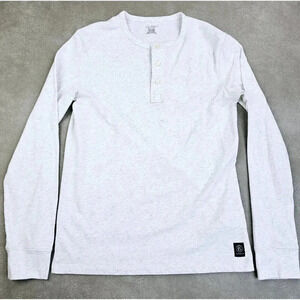 Club Monaco Size XS Men's Long Sleeve White Logo Tag Crew Neck 3 Button Henley